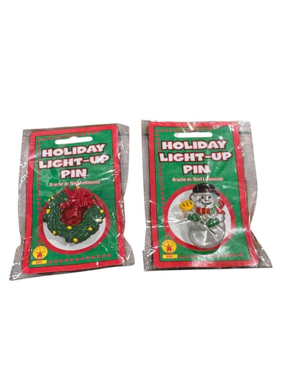 Holiday Light-Up Pin Set Of 2 Snowman & Wreath Design By Rubies Costume Co.